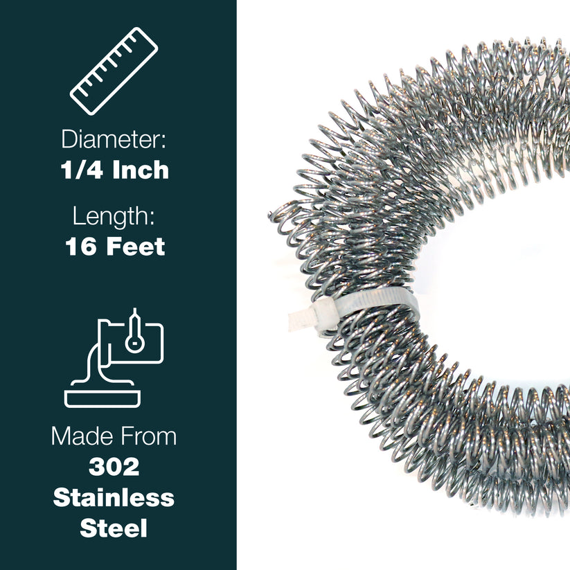 1/4" x 25 Stainless Steel Coil & 16 Stainless Steel Gravel Guard