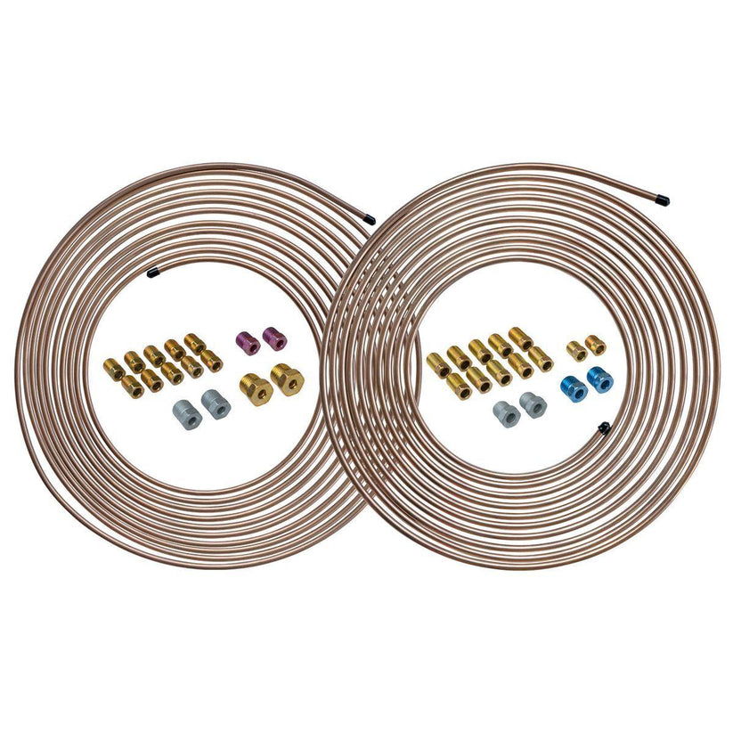 3/16" & 1/4" x 25 | Copper-Nickel Brake Line Tubing Coil and Fitting Kits | 2 Kits - 4LifetimeLines