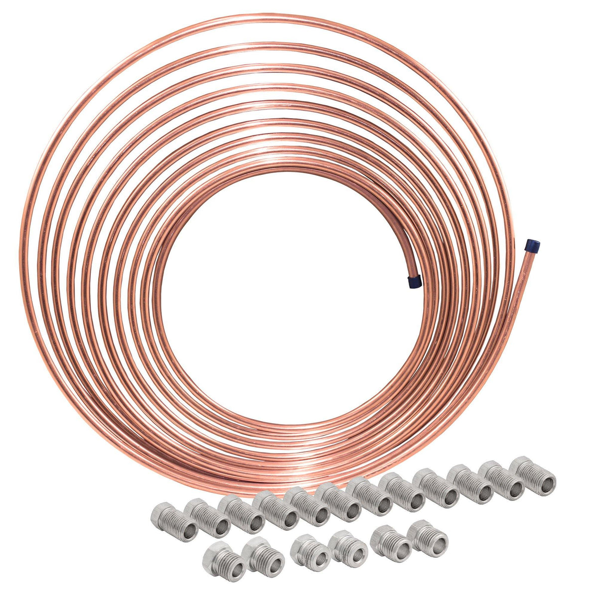 thumbnail image 2 of 25ft Copper Nickel Brake Line Tubing Kit – 1/4" OD Coil Roll With 32 Fittings, Rust-Proof 2 of 4