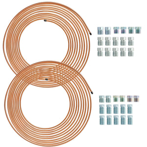 25 ft 3/16" and 1/4" Copper Coated Steel Brake Line Kit | 32 Fittings - 4LifetimeLines