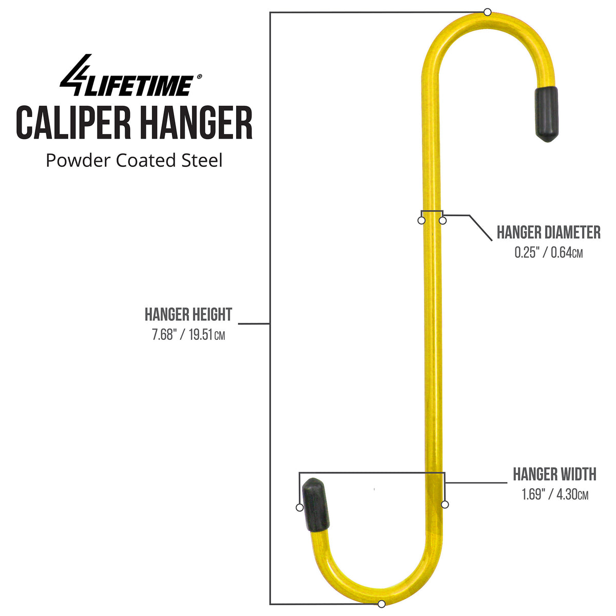 4LIFETIMELINES Brake Caliper Hanger Hooks, 4 Pack - Steel With Yellow Powder Coat & Rubber Tips - Holds Up To 100 Lbs For Automotive Repairs - View #4
