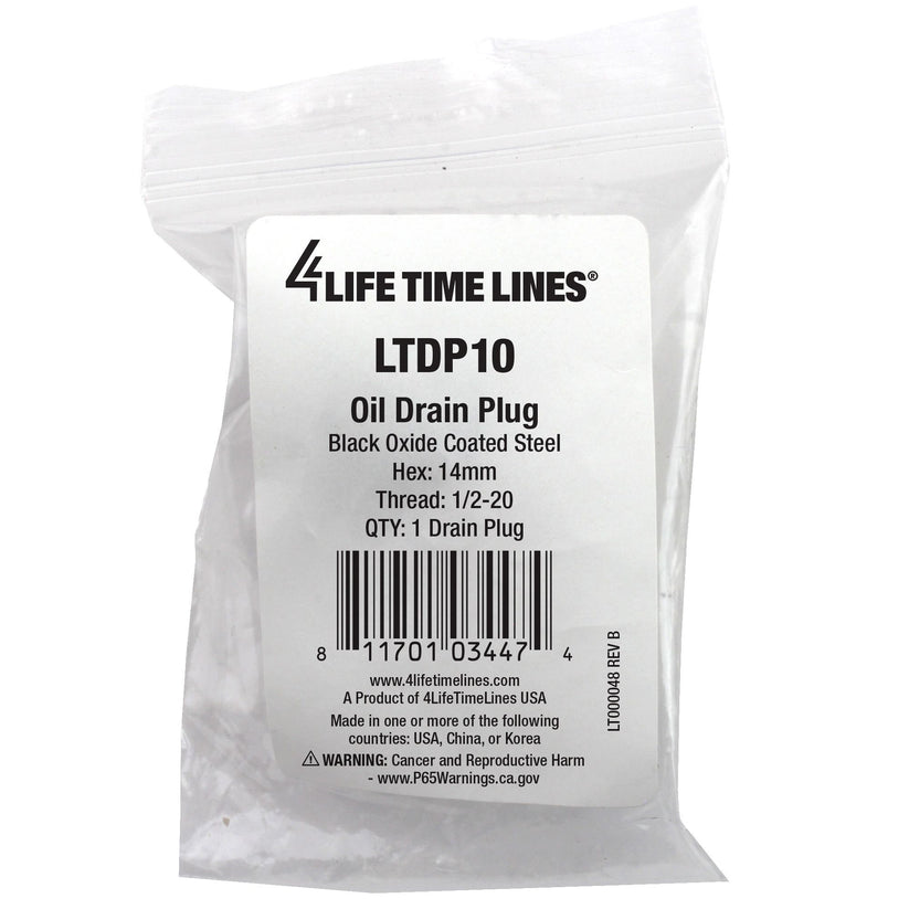 4LIFETIMELINES 1/2-20 Black Oxide Coated Steel Oil Drain Plug, 14mm Hex - 4LifetimeLines