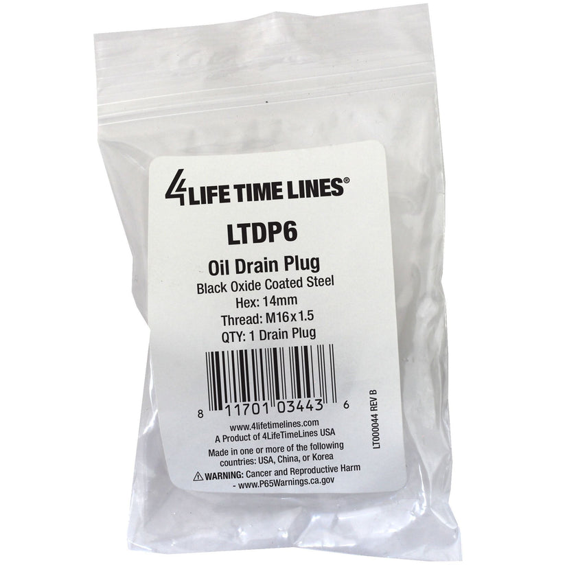 4LIFETIMELINES M16x1.50 Black Oxide Coated Steel Oil Drain Plug, 14mm Hex - 4LifetimeLines