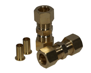 Fuel Line Compression Union | 3/8" Steel to 3/8" Nylon | Bag of 2