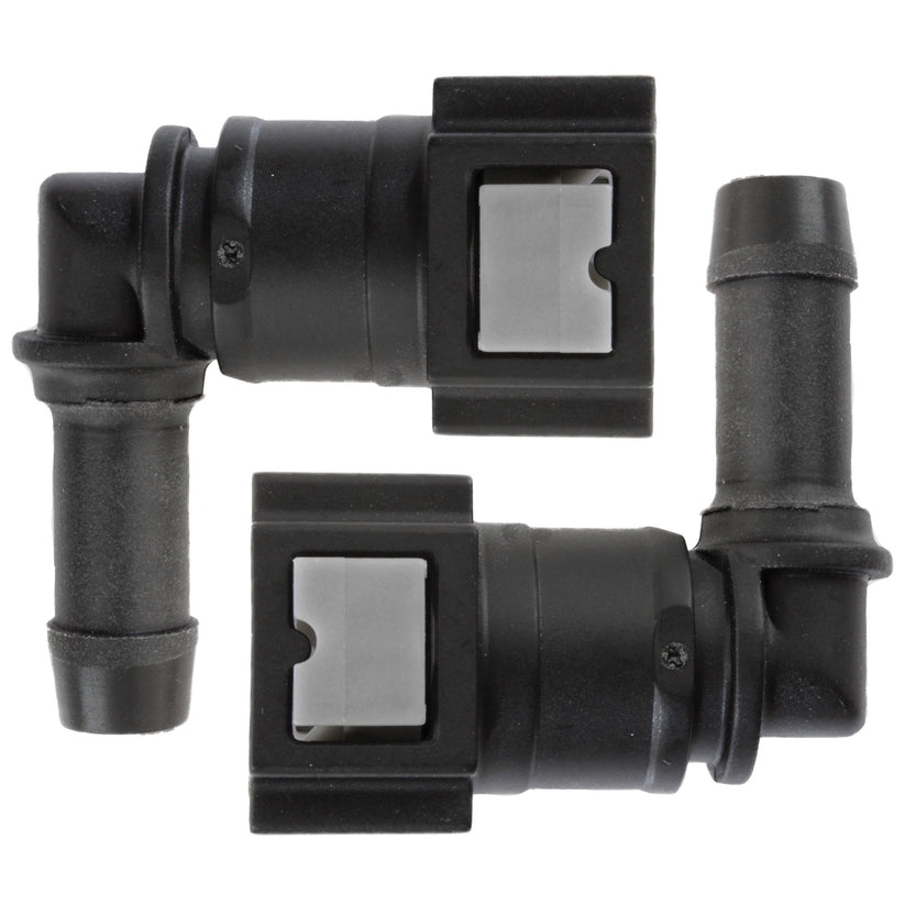 4LIFETIMELINES Fuel Line Quick Connect , 90 Degree Push-On, Adapter for 5/16 in Steel to 3/8 in Nylon Tubing, Bag of 2 - 4LifetimeLines