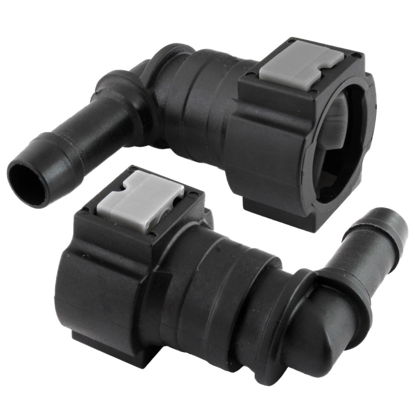 4LIFETIMELINES Fuel Line Quick Connect , 90 Degree Push-On, Adapter for 5/16 in Steel to 3/8 in Nylon Tubing, Bag of 2 - 4LifetimeLines