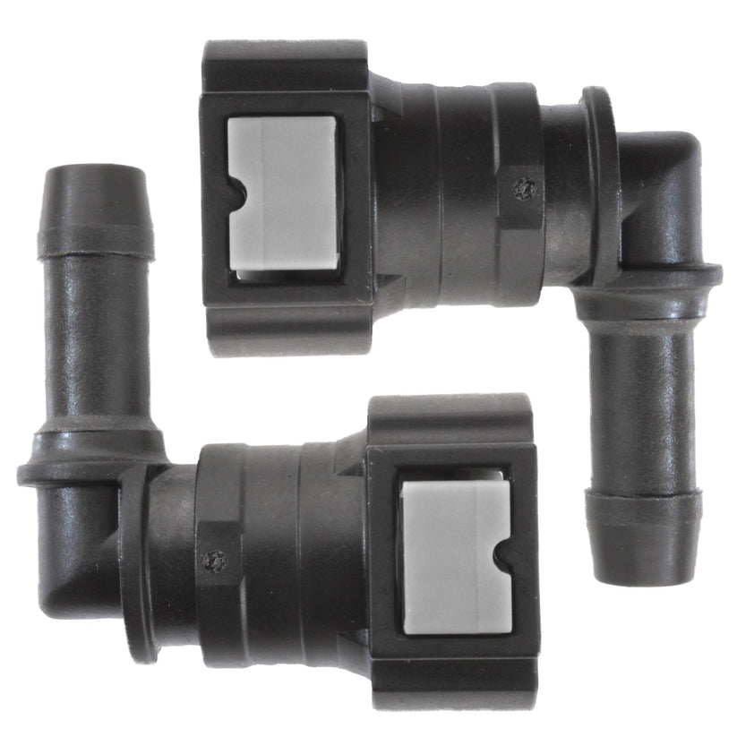 4LIFETIMELINES Fuel Line Quick Connect , 90 Degree Push-On, Adapter for 3/8 in Steel to 3/8 in Nylon Tubing, Bag of 2 - 4LifetimeLines
