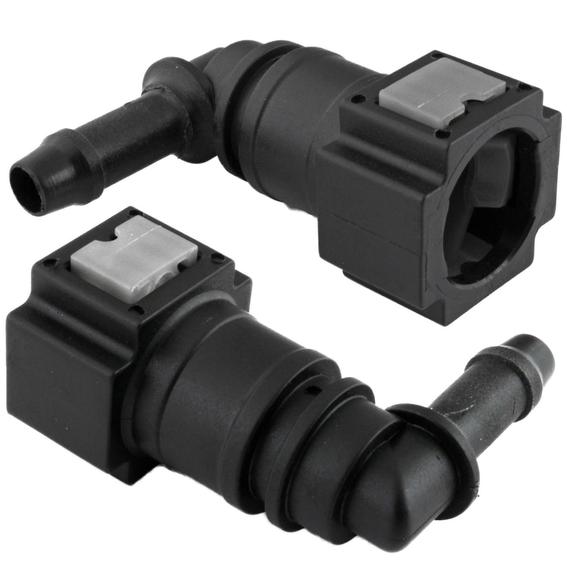 4LIFETIMELINES Fuel Line Quick Connect , 90 Degree Push-On, Adapter for 3/8 in Steel to 5/16 in Nylon Tubing, Bag of 2 - 4LifetimeLines