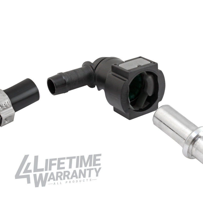 4LIFETIMELINES Fuel Line Quick Connect , 90 Degree Push-On, Adapter for 5/16 in Steel to 5/16 in Nylon Tubing, Bag of 2 - 4LifetimeLines