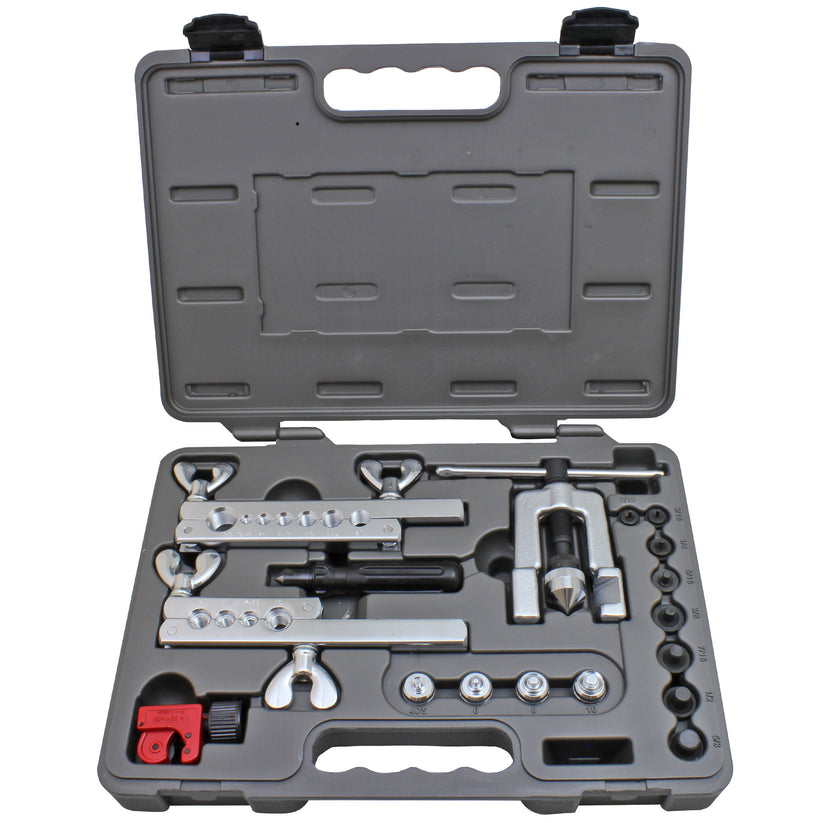 Professional Brake Line Flare Tool Kit | SAE Double Flares & ISO Bubble Flares