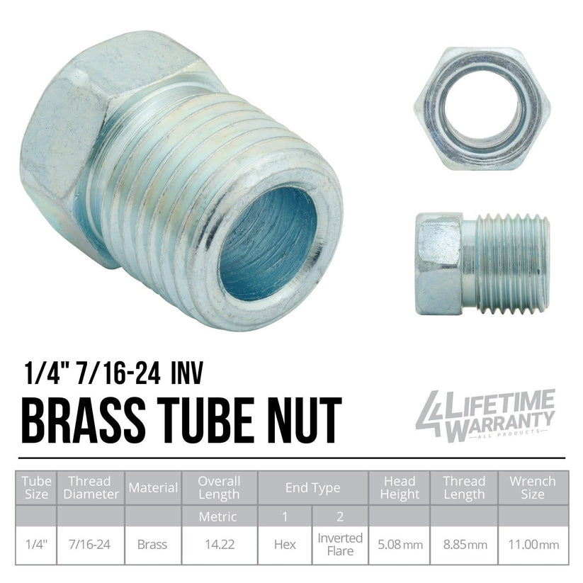 4LIFETIMELINES 1/4" Brake Line Replacement Fitting Kit, Steel Tube Nuts, Pack of 16 - 4LifetimeLines