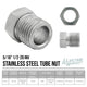 5/16" (1/2-20 Inverted) Stainless Steel Tube Nut | 10ct