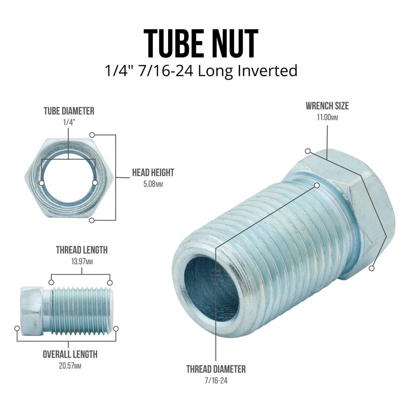 4LIFETIMELINES 1/4" Brake Line Replacement Fitting Kit, Steel Tube Nuts, Pack of 16 - 4LifetimeLines