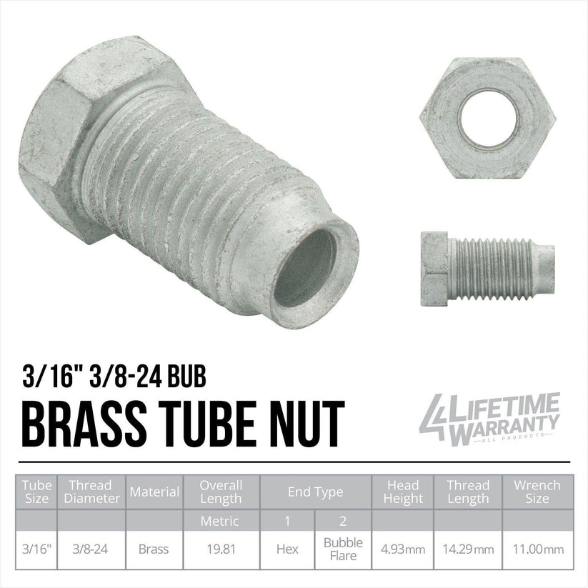 3/16" (3/8-24 B) | Tube Nut | 10ct - 4LifetimeLines