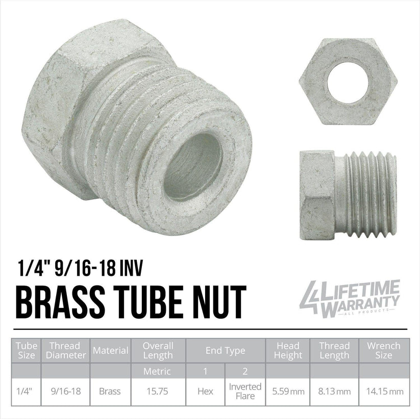 1/4" (9/16-18 Inverted) | Steel Tube Nut | 10ct - 4LifetimeLines