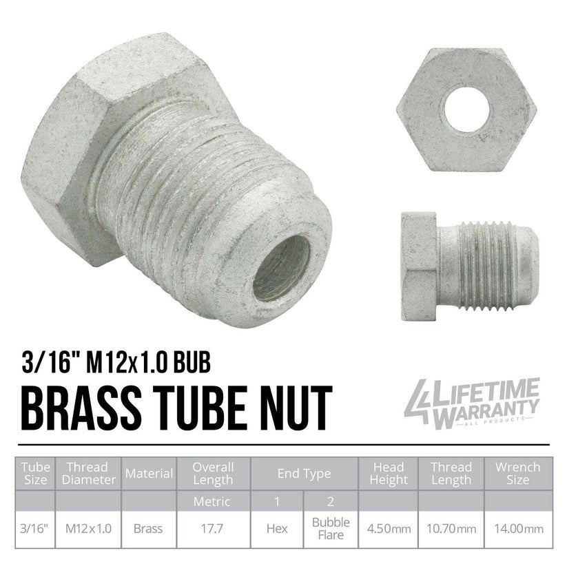 3/16" (Metric 12x1.0 Bubble) | Steel Tube Nut | 10ct - 4LifetimeLines