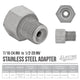 (7/16-24 Inverted)F to (1/2-20 Inverted)M | Stainless Steel Brake Line Adapter | 10ct - 4LifetimeLines
