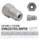 (3/8-24 Inverted)F to (7/16-24 Inverted)M | Stainless Steel Brake Line Adapter | 10ct - 4LifetimeLines