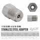 (7/16-24 Inverted)F to (9/16-18 Inverted)M | Stainless Steel Brake Line Adapter | 10ct - 4LifetimeLines