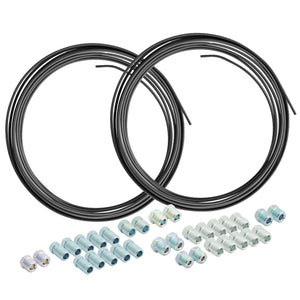 25 ft 3/16" and 1/4" PVF-Coated Galvanized Steel Brake Line Kit | 32 Fittings - 4LifetimeLines