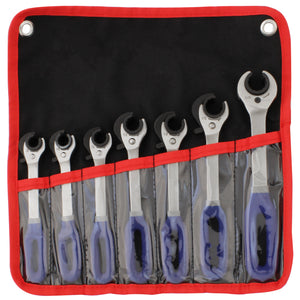 Ratcheting Open End Wrench Kit  | Metric & SAE |  7 Wrenches | 3/8", 10mm, 7/16 inch, 12mm, 1/2", 15mm, 5/8"