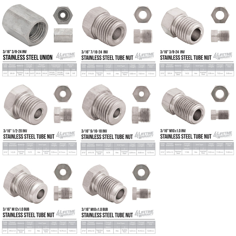 Professional 3/16" x 25 | Stainless Steel Brake Line Replacement Coil Pro Kit Brake Line Clips | 18 Fittings