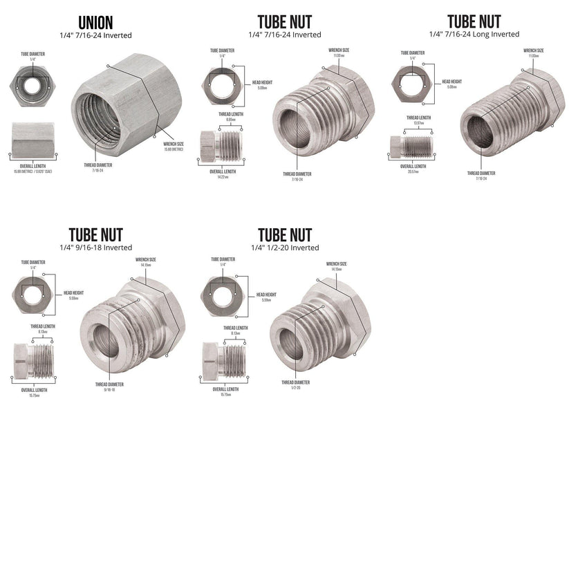 1/4" x 25 | Stainless Steel Brake Line Replacement Tubing Coil Pro Kit with Brake Line Clips, 18 Fittings Included, Inverted Flare, SAE - 4LifetimeLines