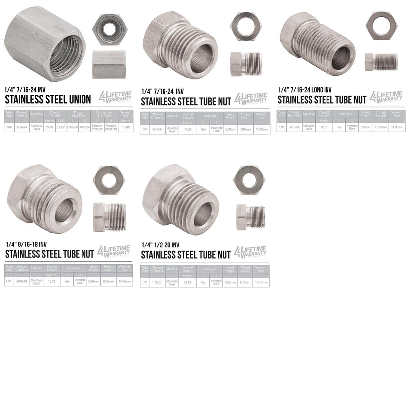 1/4" x 25 | Stainless Steel Brake Line Replacement Tubing Coil Pro Kit with Brake Line Clips, 18 Fittings Included, Inverted Flare, SAE - 4LifetimeLines