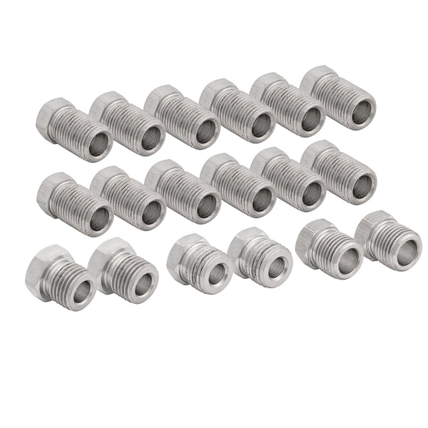 Stainless Steel Brake Line Fittings Replacement Kit for 1/4, Includes 16 Most Used SAE Fittings