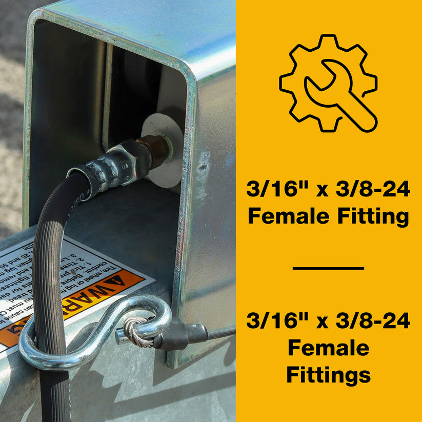 Rubber Brake Hose, 3/16" x 18", FF, 3/8-24