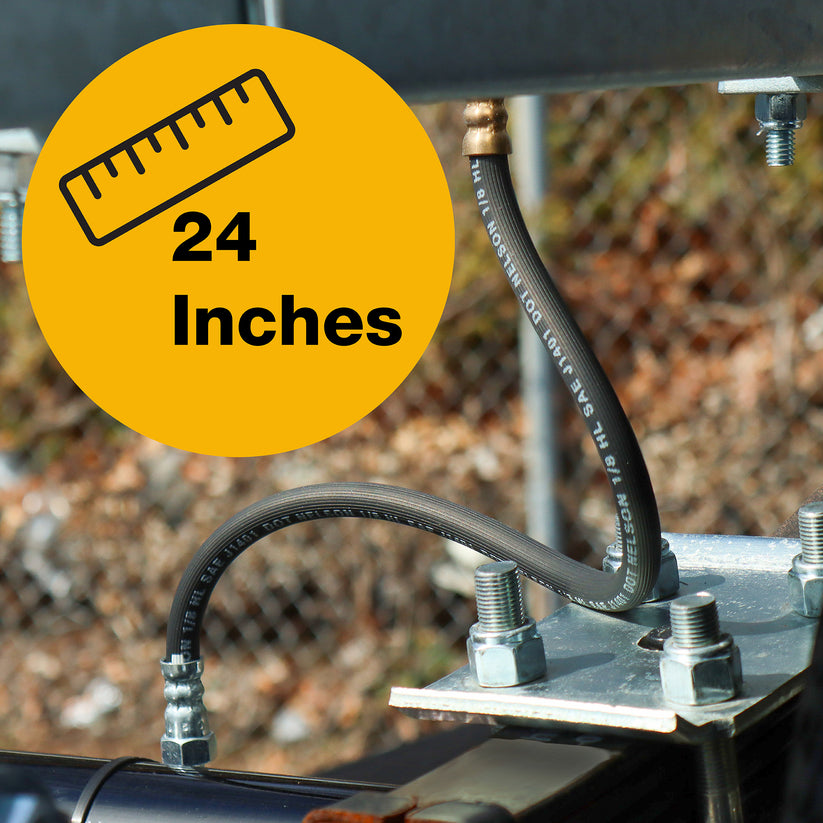 Rubber Brake Hose, 3/16" x 24", MF, 3/8-24