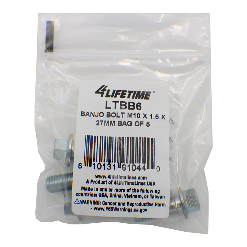 Banjo Bolt, M10 x 1.5 x 27mm, Bag of 5