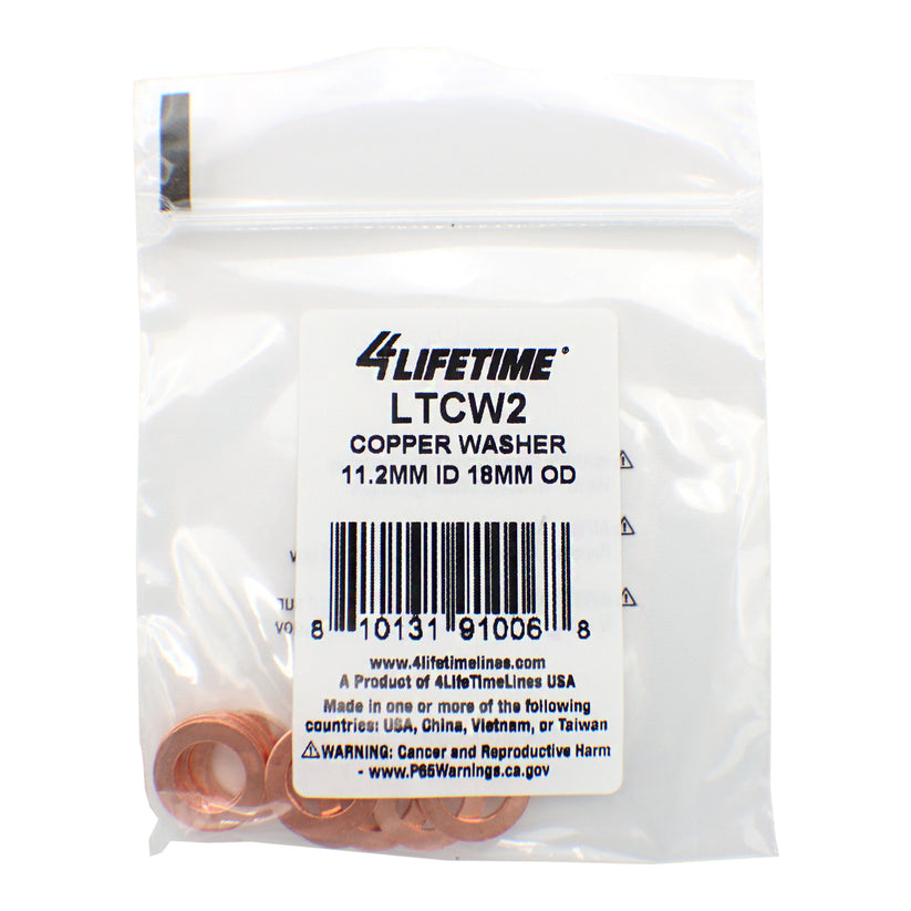 Copper Washer, 11.2mm ID, 18mm OD