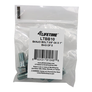 Banjo Bolt, 3/8"-24 x 1", Bag of 5