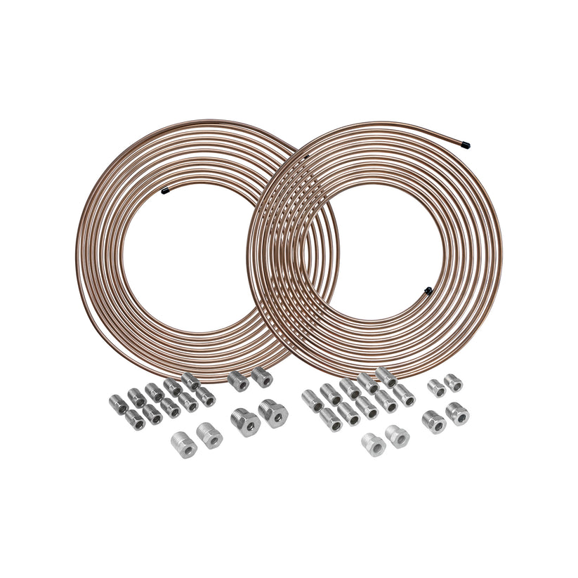 2-Pack 3/16″ + 1/4″ Copper-Nickel Brake Line Tubing & Fitting Set – Durable & Corrosion-Resistant