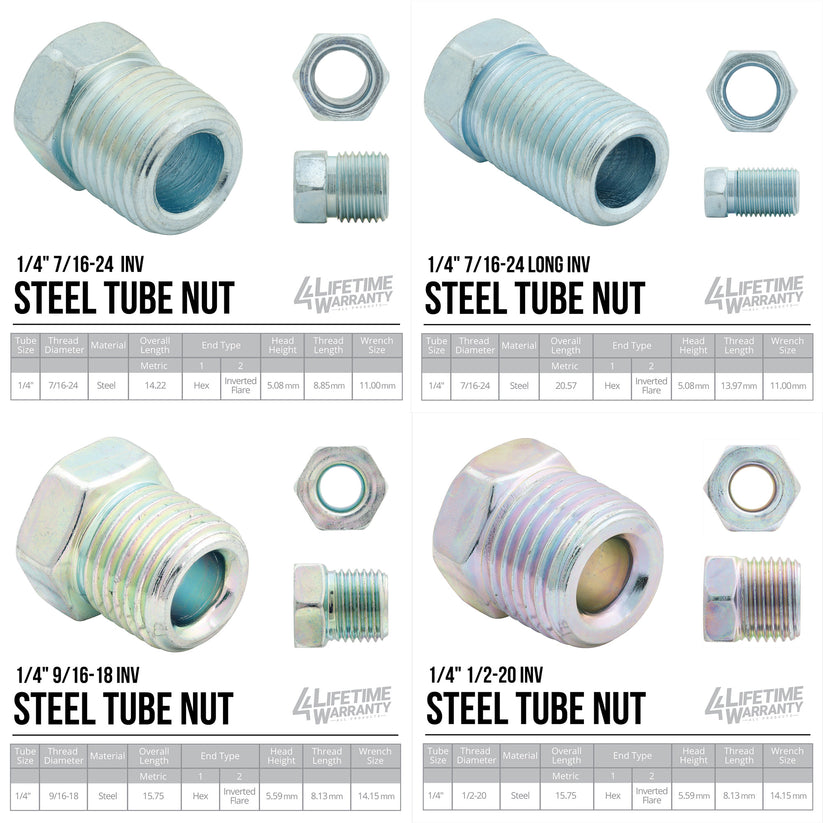 1/4" x 25 Copper Coated Steel Brake Line Tubing Coil and Fitting Kit