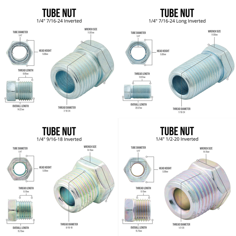 1/4" x 25 Copper Coated Steel Brake Line Tubing Coil and Fitting Kit