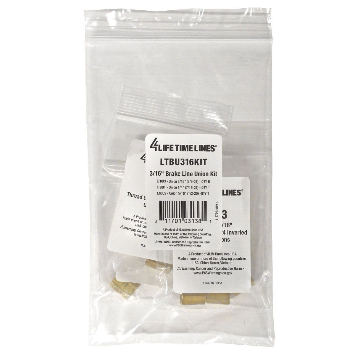 3/16" Brake Line Union Kit - 4LifetimeLines