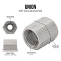 Stainless Steel Brake Line Fitting 1/4" Union 7/16"-24 - 4LifetimeLines LTBU4SS