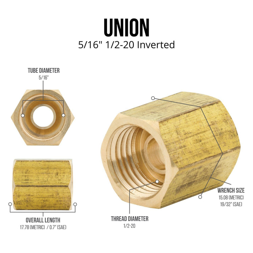 4LIFETIMELINES 1/4" Brake Line Replacement Union Kit, Brass Unions, Pack of 7 - 4LifetimeLines