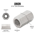 3/16" (3/8-24 Bubble) | Brake Line Union | Stainless Steel | 10ct - 4LifetimeLines