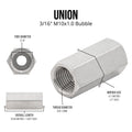 3/16 (M10x1.0 Bubble) | Brake Line Union |  Stainless Steel | 10ct - 4LifetimeLines