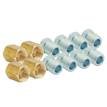 4LifetimeLines 12 Piece 1/4 (7/16-24 Inverted) Brake Line Fittings & Unions (12 Fittings, 8 Fittings, 4 Unions) - 4LifetimeLines