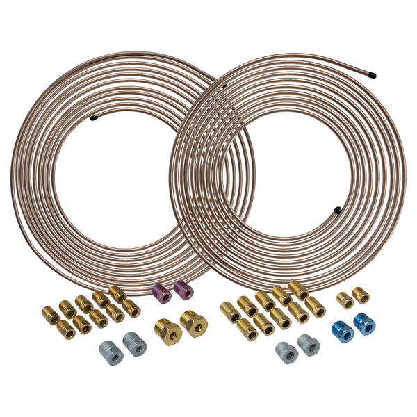 3/16" & 1/4" x 25' | Copper-Nickel Brake Line Tubing Coil and Fitting Kits | 2 Kits - 4LifetimeLines