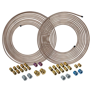 3/16" & 1/4" x 25 | Copper-Nickel Brake Line Tubing Coil and Fitting Kits | 2 Kits - 4LifetimeLines