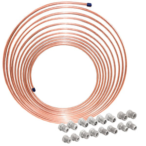 3/16" 25 ft Copper Nickel Brake Line Kit | 16 Stainless Steel Fittings - 4LifetimeLines