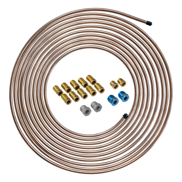 Copper Coated Steel Brake Line Kit 1/4" 25' - 4LifetimeLines LTCCGC425KIT