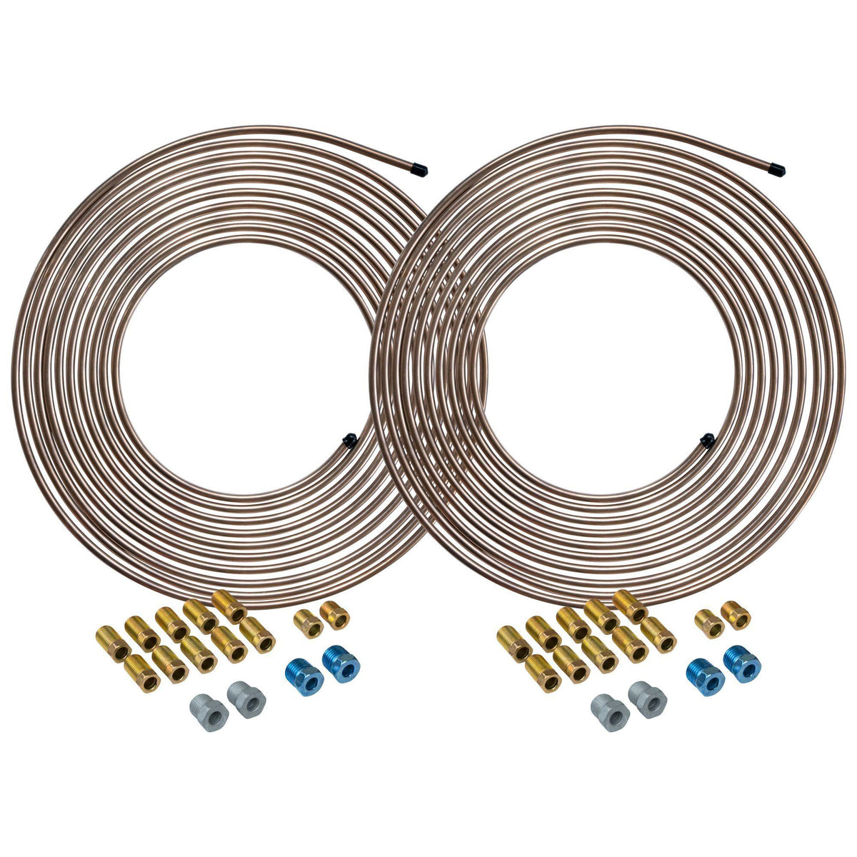 1/4" x 25' | Copper-Nickel Brake Line Tubing Coils and Fittings | 2 Kits - 4LifetimeLines