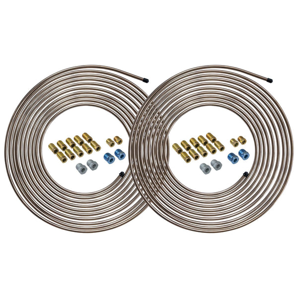 1/4" x 25' | Copper-Nickel Brake Line Tubing Coils and Fittings | 2 Kits - 4LifetimeLines