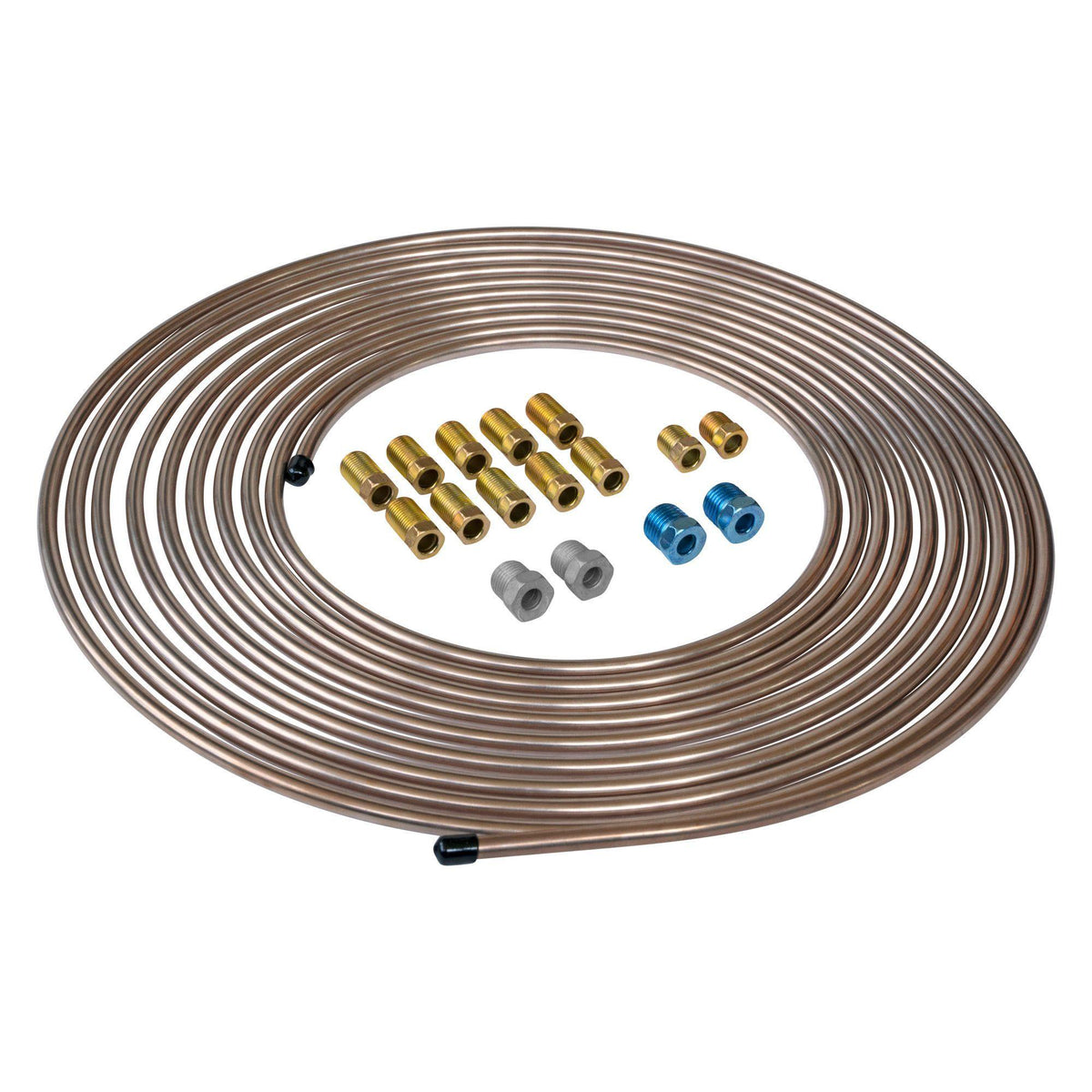 1/4" x 25' | Copper-Nickel Brake Line Tubing Coil and Fitting Kit - 4LifetimeLines
